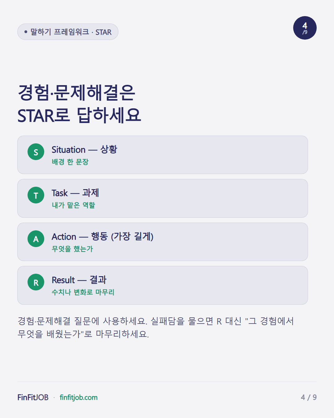 Situation-Task-Action-Result 순서로 말하는 STAR 프레임워크 말하기 버전과 예시